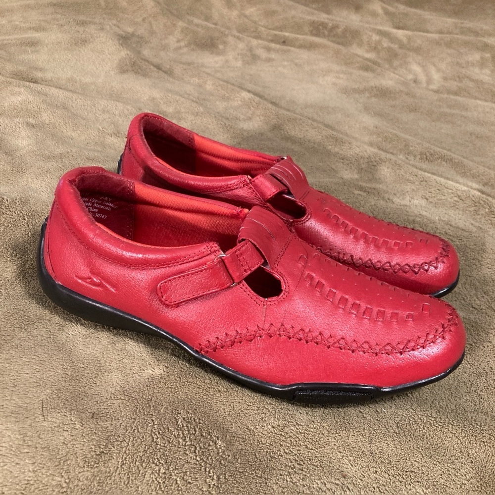 NWOT Dr. Scholl's Vintage 80s 90s Leather Slip On Shoes Red Size 8.5M